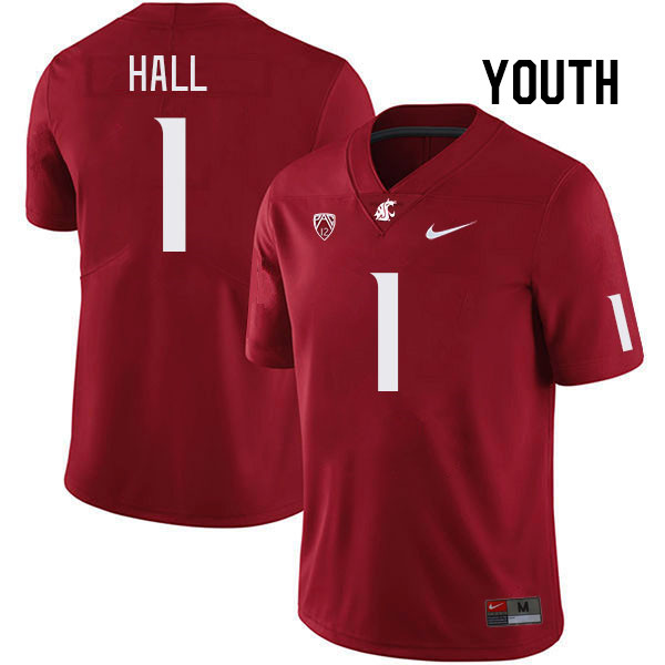 Youth #1 Stephen Hall Washington State Cougars College Football Jerseys Stitched Sale-Crimson